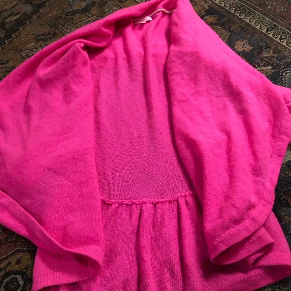 Lilly Pulitzer 100% Linen Holden Cardigan XXSKir Royal Pink Neon Drape Collar